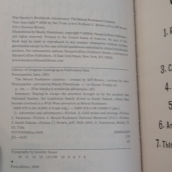 Flat Stanley Worldwide Adventures Book 1 Mount Rushmore Calamity Jeff Brown - Picture 6 of 8